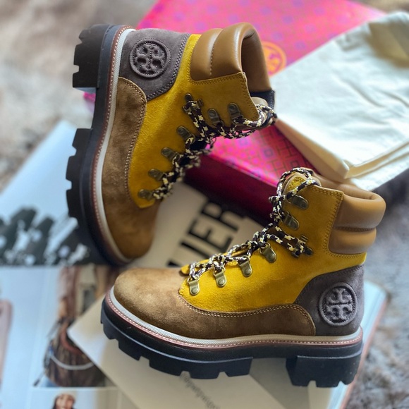 Tory Burch Miller Leather Lace-Up Hiking Boots - Picture 12 of 12